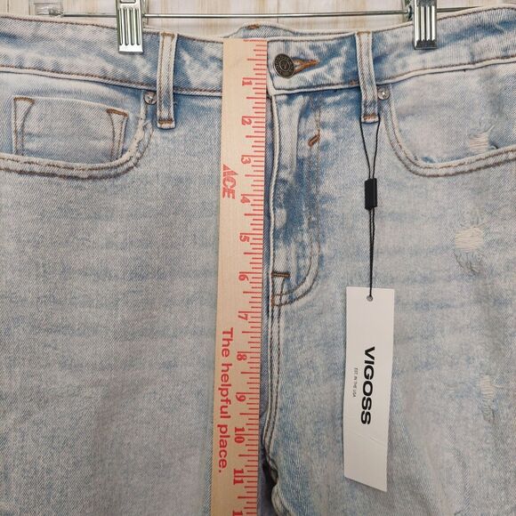 Vigoss Women's Stevie Crop Straight Jeans Light Wash~Distressed~Stretch~ Size 28 - Picture 15 of 16